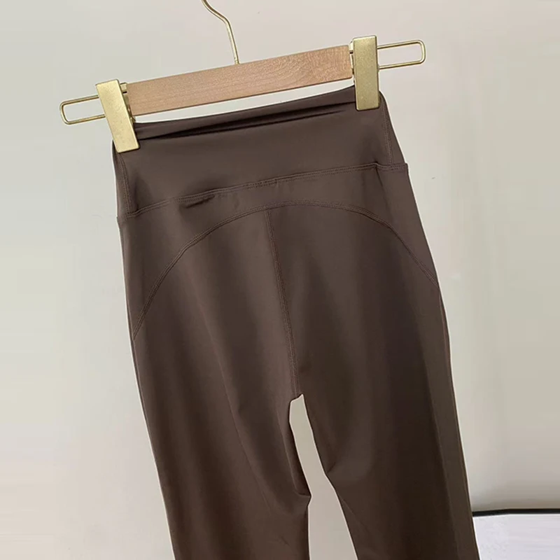 Pantalones acampanados de cintura alta para mujer, cintura elástica, levantamiento de cadera, sartén de yoga informal para ejercicio en todas las estaciones y uso al aire libre