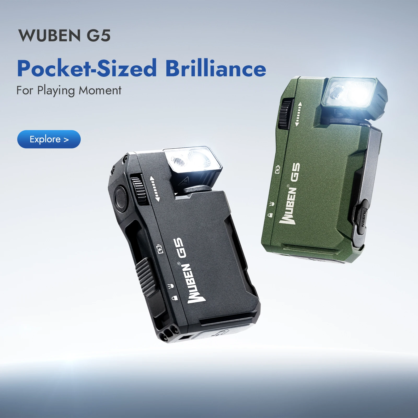 Linterna Magnética Multicolor WUBEN EDC G5 de 400 Lúmenes, Recargable por USB-C, con Llavero, Manos Libres, para Camping, Reparación de Autos, Uso Doméstico