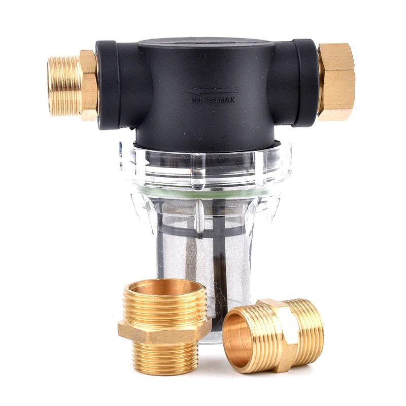Filtro de tubería de agua para jardín, arandelas a presión de 1/2 3/4 pulgadas, filtros de entrada de bomba, conector de latón para riego, colador de acuario