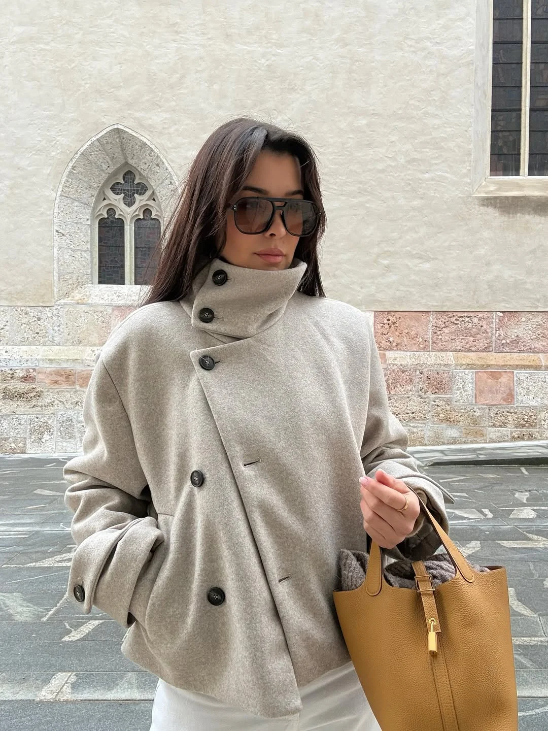 Chaquetas gruesas de cuello alto para mujer, ideales para otoño e invierno. Abrigos largos de manga larga, de corte holgado y con un solo botón, para mujer. Prendas de abrigo cortas para mujer.