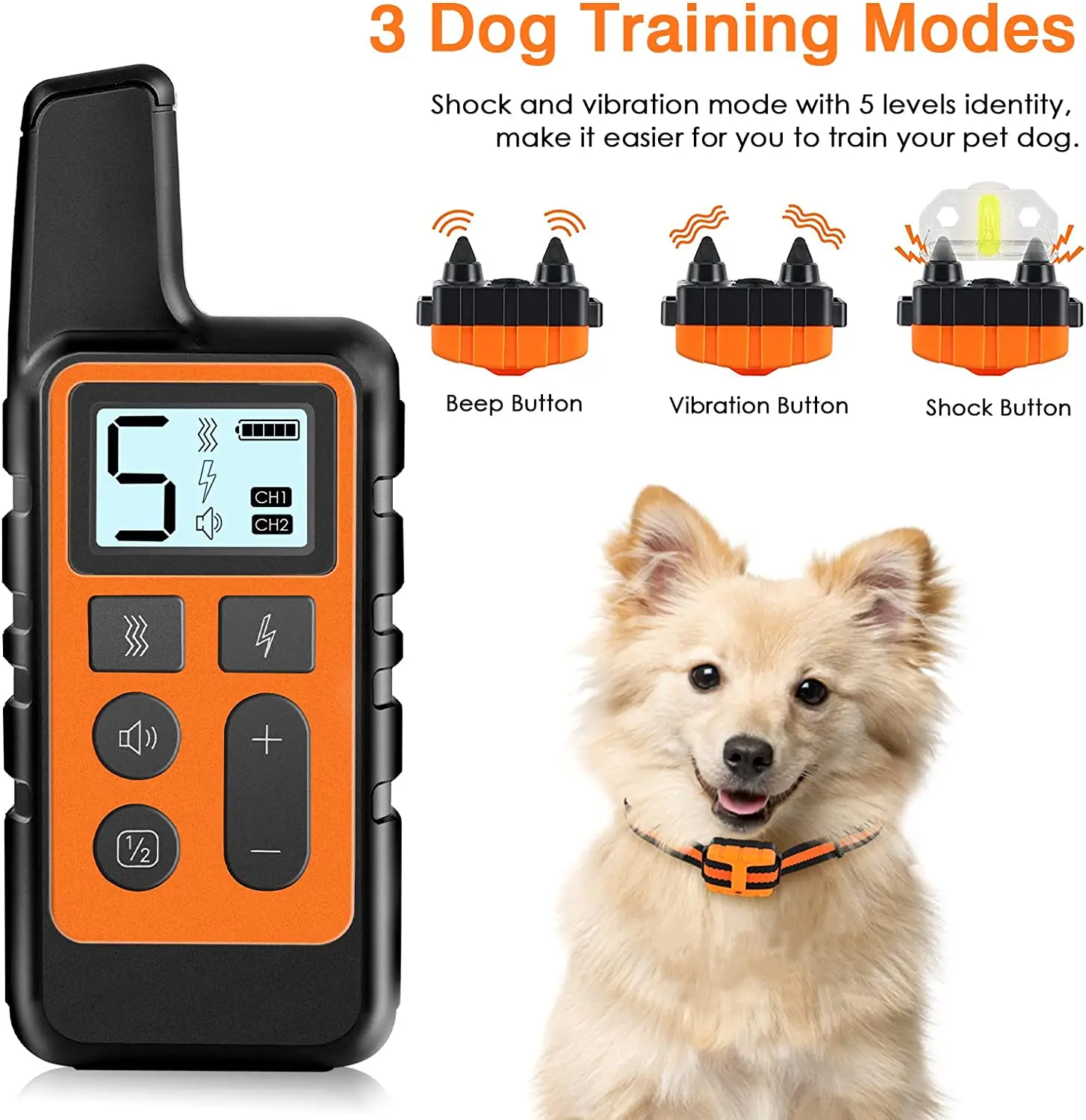 Collar de entrenamiento eléctrico para perros de 500m, resistente al agua, con Control remoto para mascotas, collares de entrenamiento recargables para perros con sonido de vibración y choque