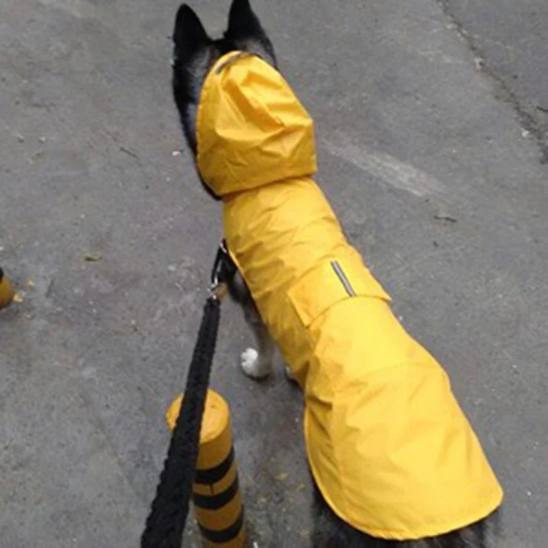 Chubasquero grande para cara de perro, impermeable, de poliéster, con rayas reflectantes de seguridad, para Golden Retriever, Labrador, Husky, S-6XL