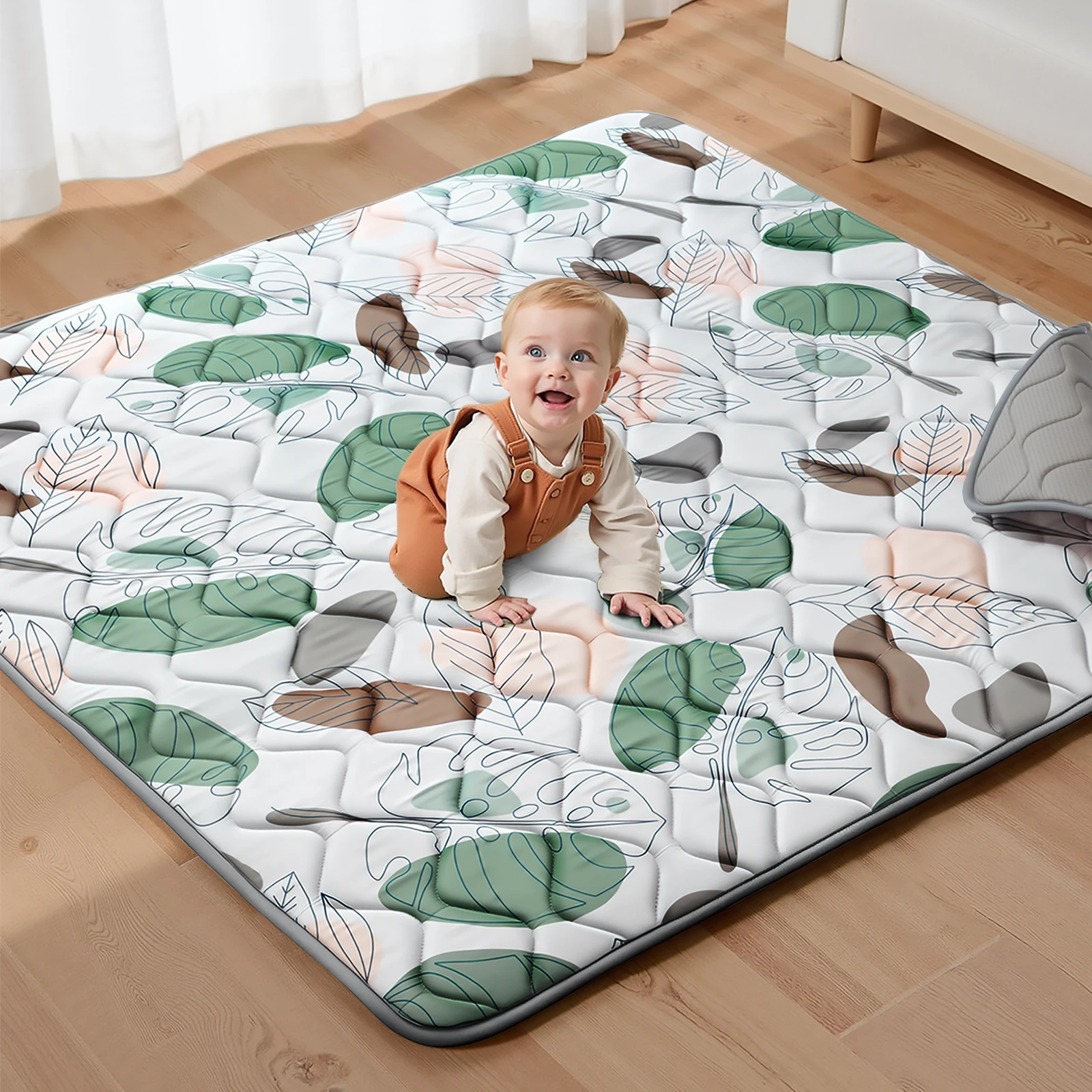 Alfombras de juego para bebés, tapete de juego para gatear, tapete de espuma acolchado grueso y suave, tapetes plegables para gatear, antideslizantes y lavables a máquina