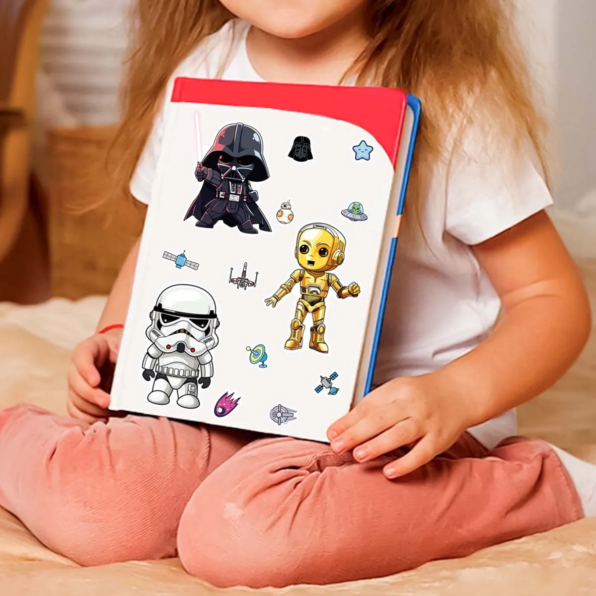 8 Hojas de Pegatinas de Anime Jedi para Crear una Cara, Calcomanías de Dibujos Animados para Niños, DIY, Rompecabezas, Decoración para Fiestas Infantiles