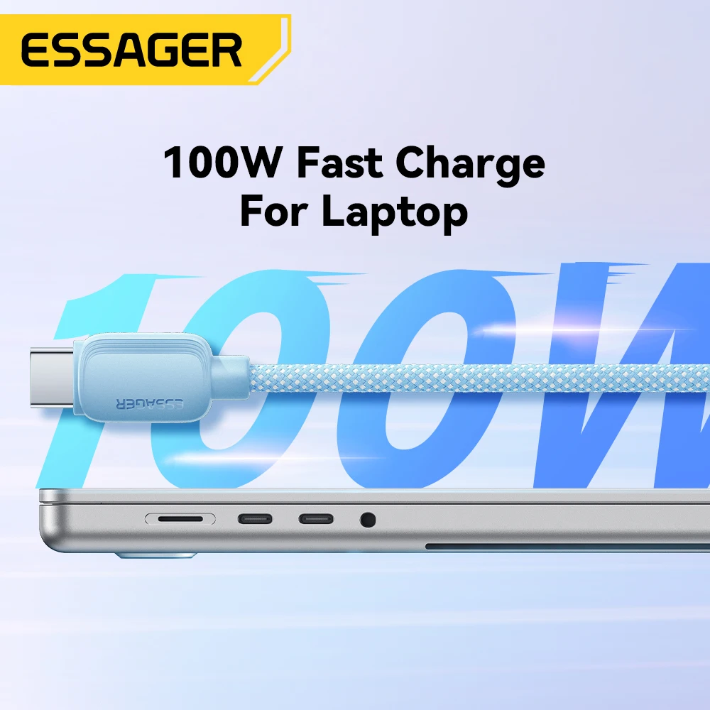 Essager USB C a tipo C Cable 5A PD 100W Cable de datos del cargador de carga rápida para Macbook Pro Samsung Xiaomi Huawei Cable de carga 3M