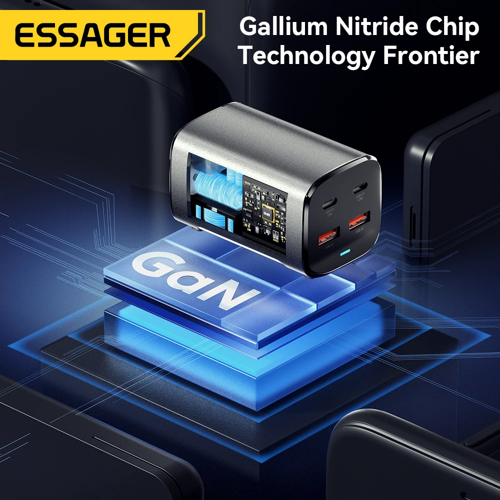 Essager 67W USB C GaN cargador de escritorio carga rápida 4,0 QC 3,0 PD tipo C carga rápida para MacBook Samsung POPC iPhone 15 portátil