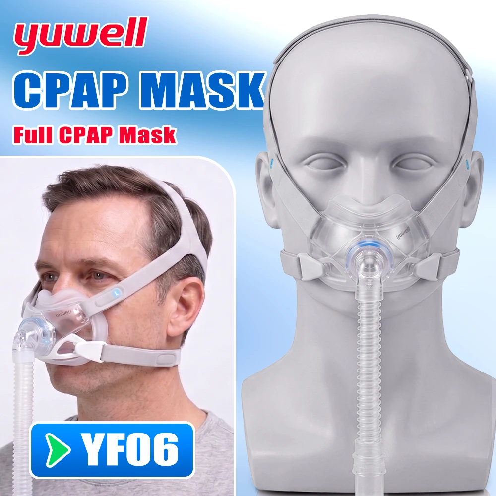 Mascarilla CPAP Yuwell YF-06 con Arnés, Mascarilla Completa Auto CPAP APAP BIPAP para Máquina de Respiración Médica, Apnea del Sueño, Anti Ronquidos