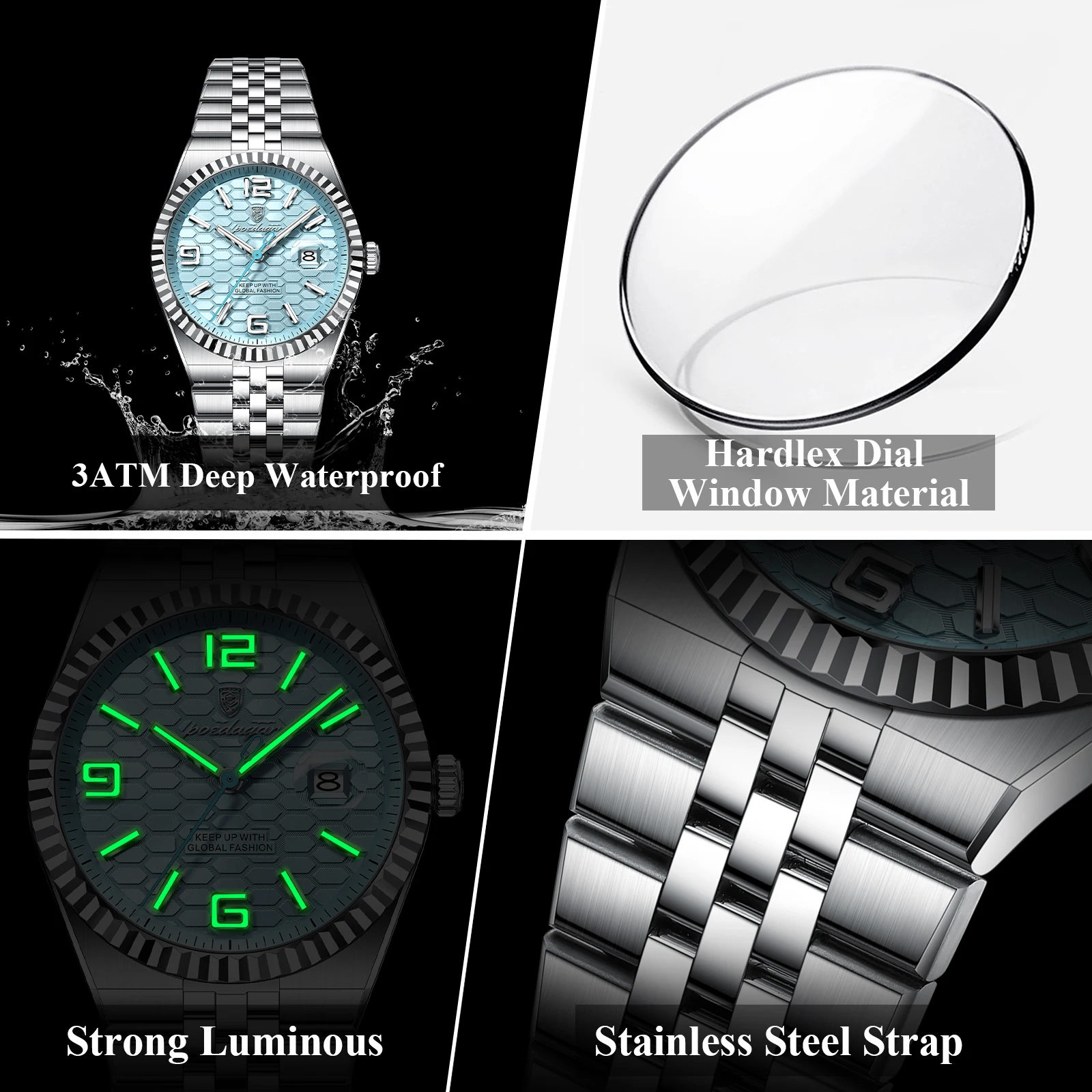Reloj de Pulsera POEDAGAR para Hombre, de Cuarzo, Resistente al Agua, de Acero Inoxidable, Luminoso, con Fecha, Elegante y Moderno
