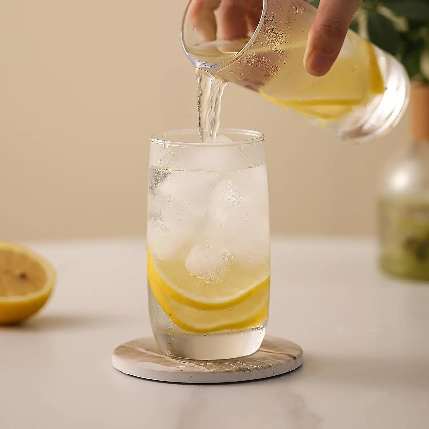 Juego de 6 posavasos para bebidas con soporte, estilo mármol, posavasos de cerámica para protección de escritorio