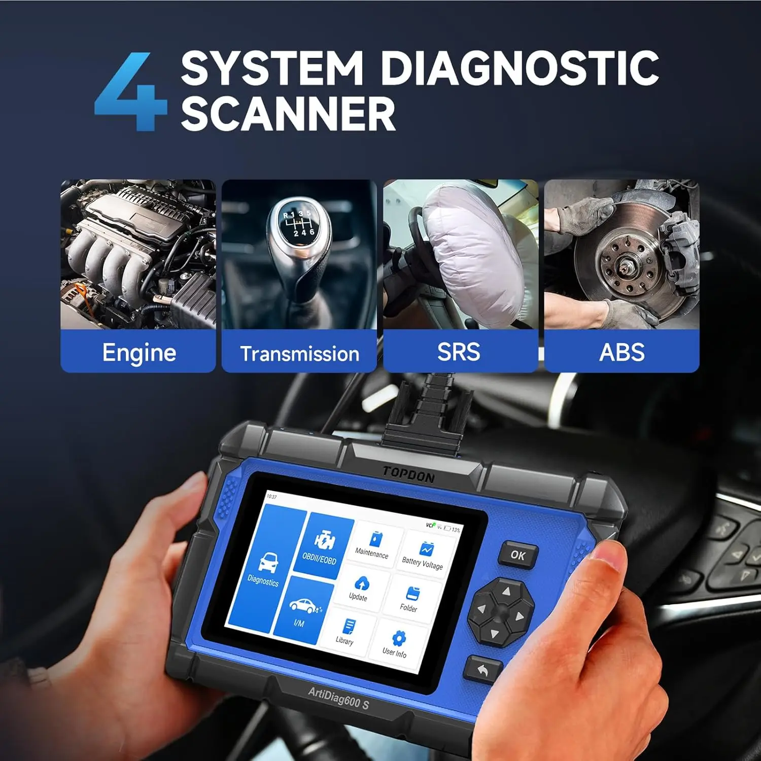TOPDON ArtiDiag600S OBD2 escáner herramienta de diagnóstico de coche profesional ABS Airbag aceite EPB DPF TPMS BMS restablecer lector de código automotriz