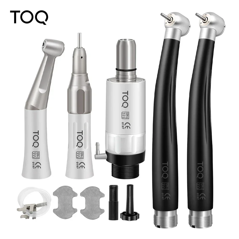 Kit de Piezas de Mano Dentales de Alta y Baja Velocidad, Rectas y Contraángulos, con Turbina de Aire de 2/4 Orificios M4 / B2, Juego Completo de Equipos Dentales