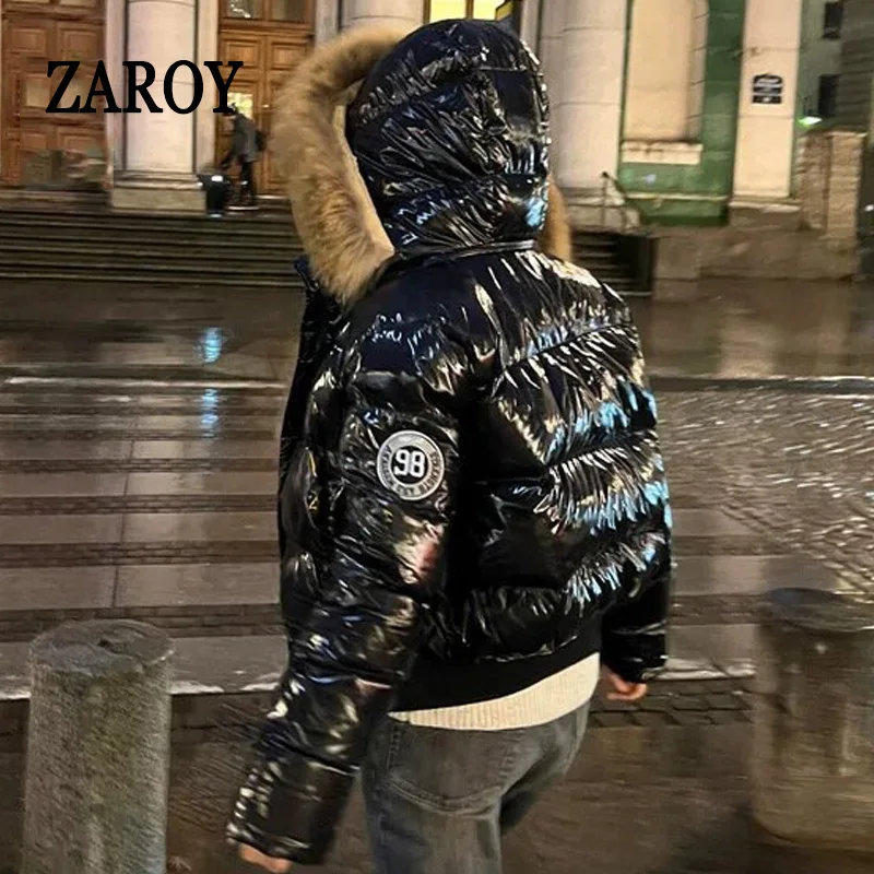 ZAROY Chaqueta de invierno para mujer, abrigada y gruesa, con capucha, de algodón, estilo coreano, lisa, versátil, informal, abrigo corto, ropa de abrigo para la nieve, chaqueta de invierno.