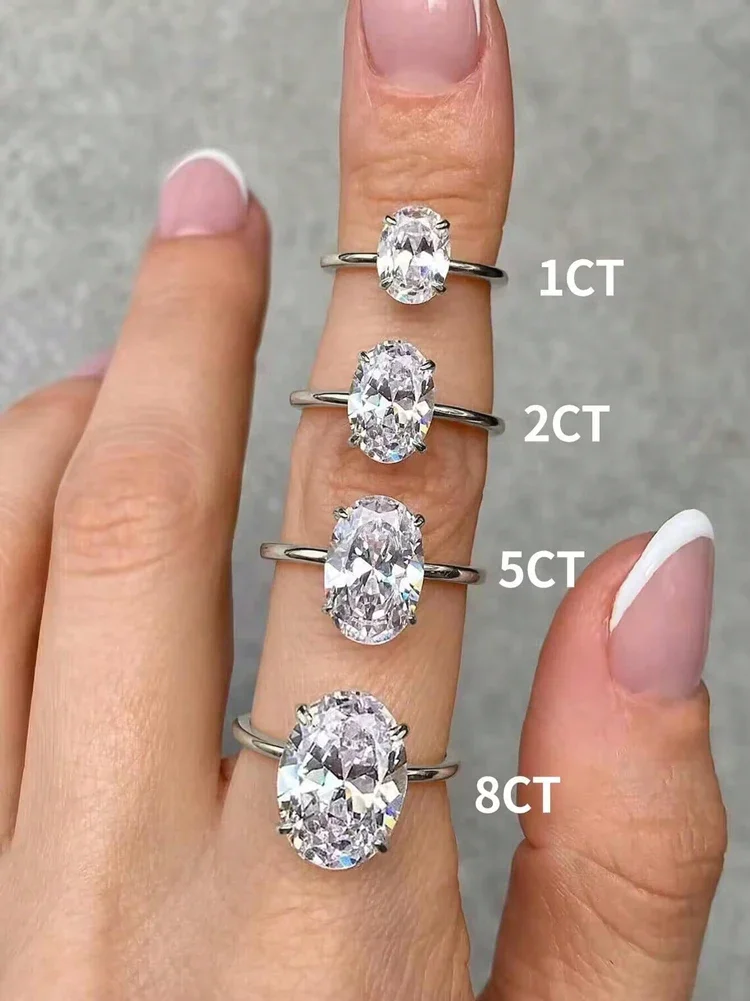 ROUSLY-Anillo de plata de ley 925 brillante con piedra ovalada de circón de 1-8CT para mujer, joyería fina de lujo de alta calidad para compromiso y boda