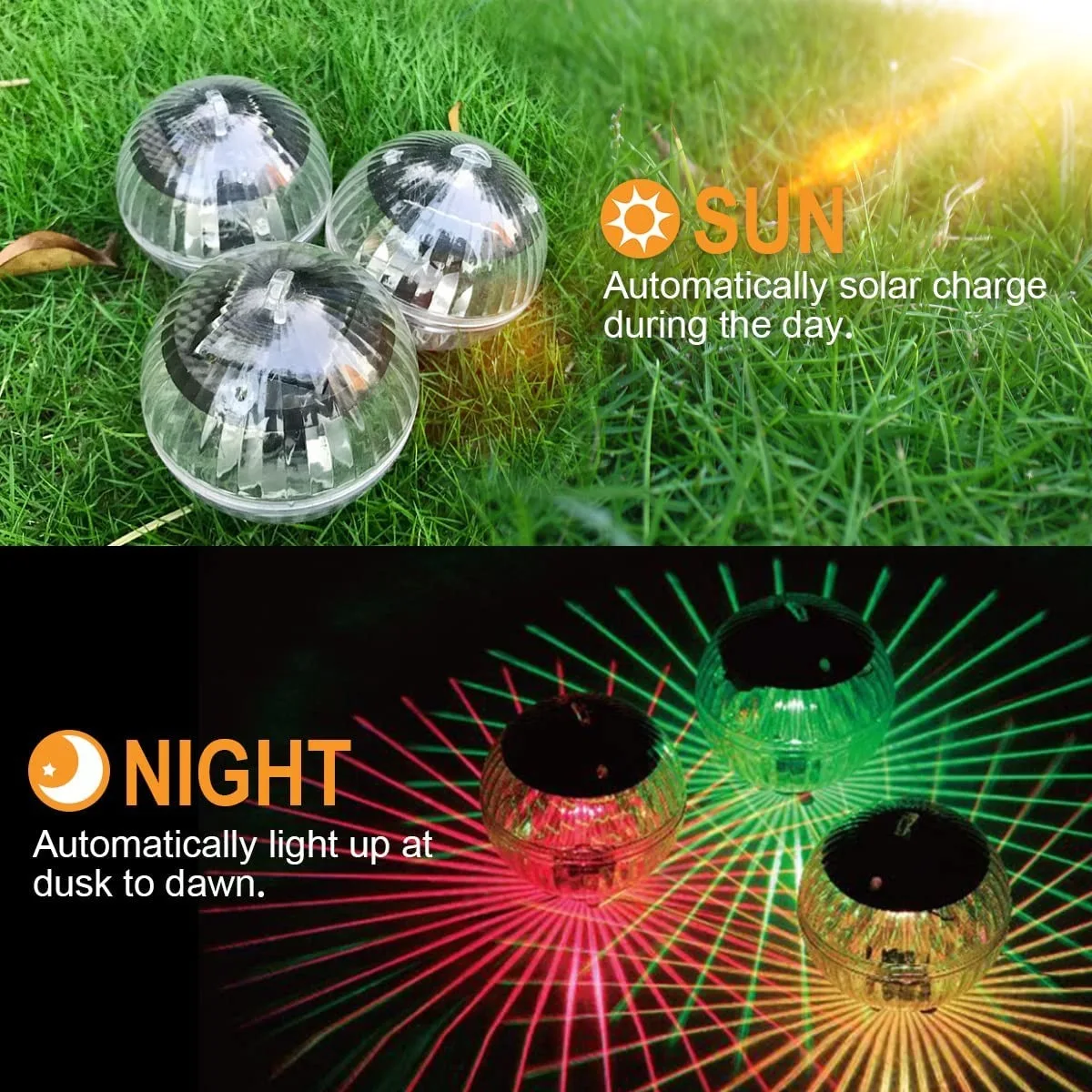 Lámpara Solar Flotante LED para Piscina, Bola con Panel Solar, Resistente al Agua, con Luz Intermitente de Colores Cambiantes para Espectáculos