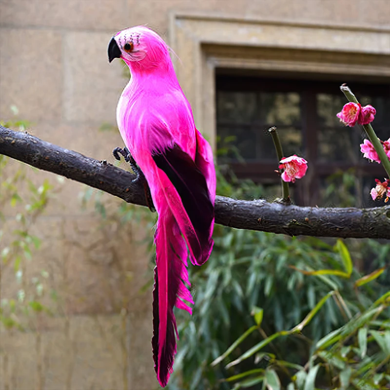 Loro Artificial de plumas de espuma hecho a mano, modelo de pájaro de imitación, estatuilla de espuma de pájaros, adorno de decoración de jardín para el hogar, 25/35cm