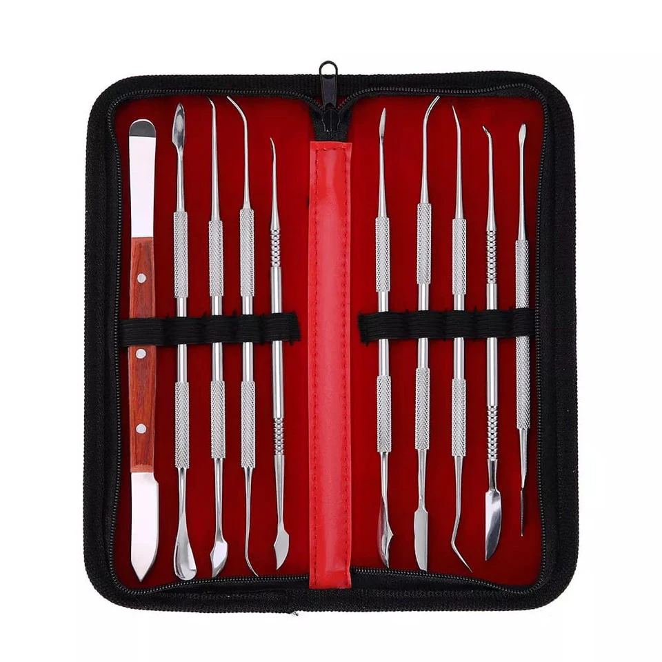 Juego de 10 Espátulas Dentales, Cuchillo para Yeso, Herramienta Práctica y Versátil para Tallar Cera Dental, Instrumentos de Odontología
