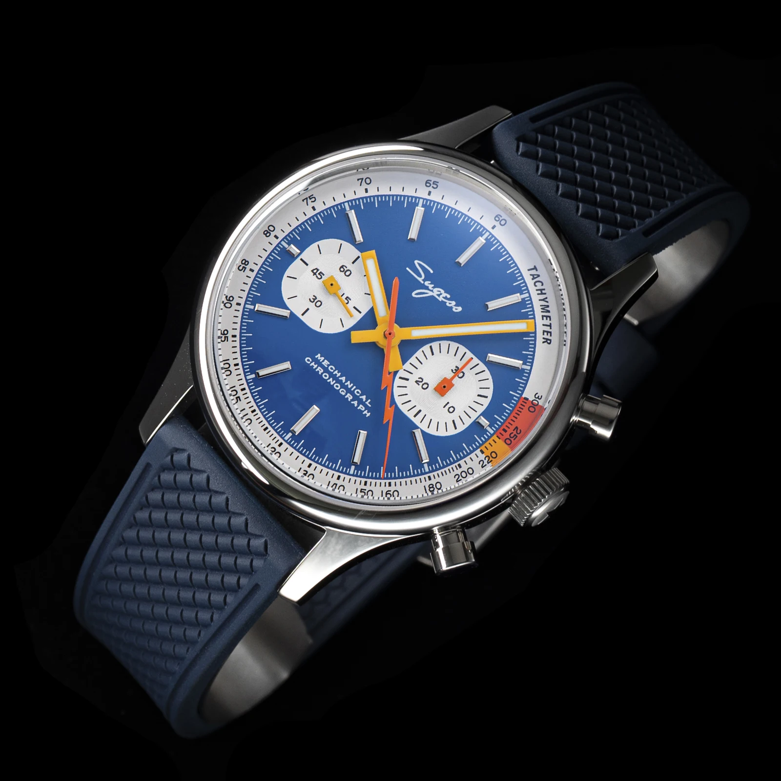 Reloj piloto Sugess con movimiento de gaviota, reloj de pulsera con cuello de cisne, cronógrafo mecánico, cristal de zafiro, carreras limitadas militares 1963