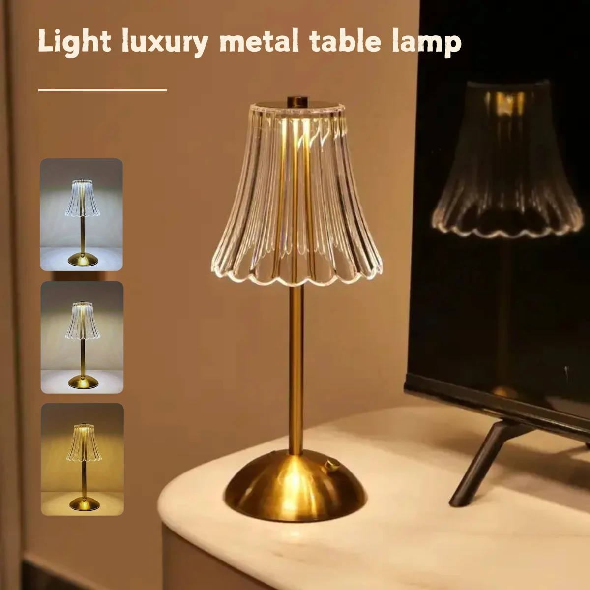 Lámpara de Escritorio LED de Cristal Vintage, Carga USB, Adecuada para Dormitorios y Salas de Estar, Crea Fácilmente una Atmósfera Cálida
