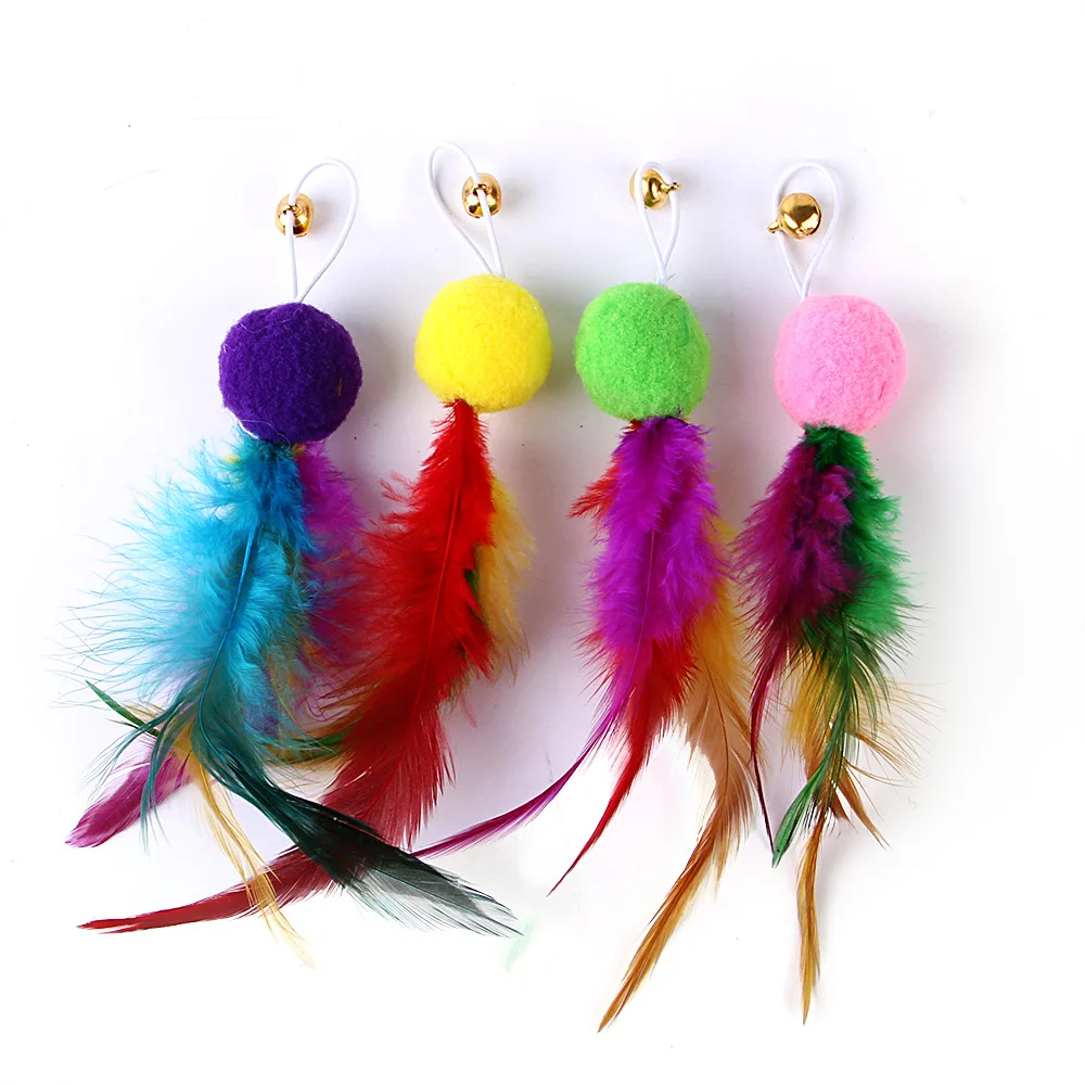 Paquete de 9 plumas de repuesto coloridas para varitas de gato, juego de juguetes interactivos para gatos con borlas y cañas de pescar