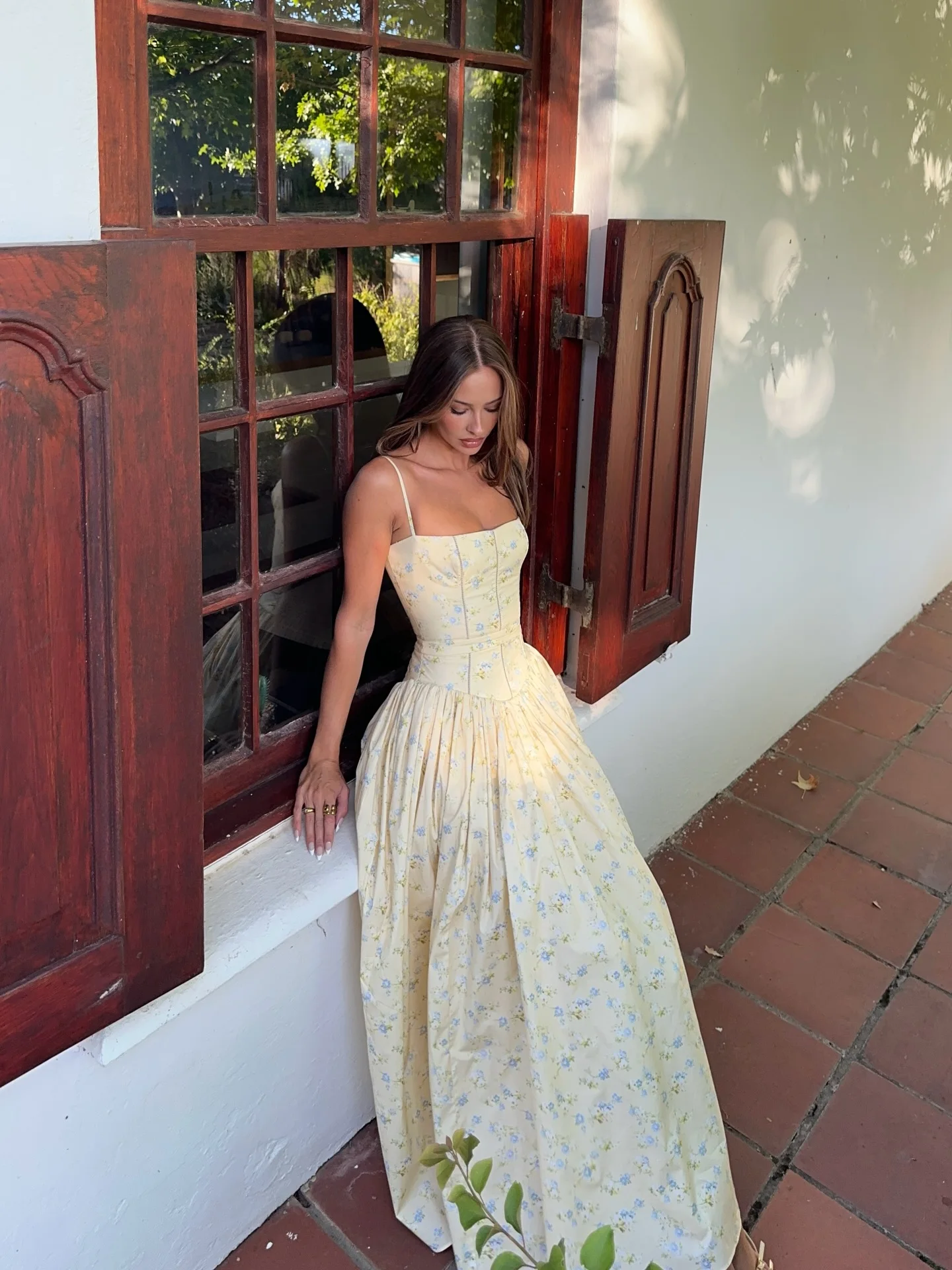 Mingmingxi Vestido largo con estampado floral y tirantes finos para mujer, vestido elegante de verano con cordones, vestido fluido para fiesta, vacaciones, playa