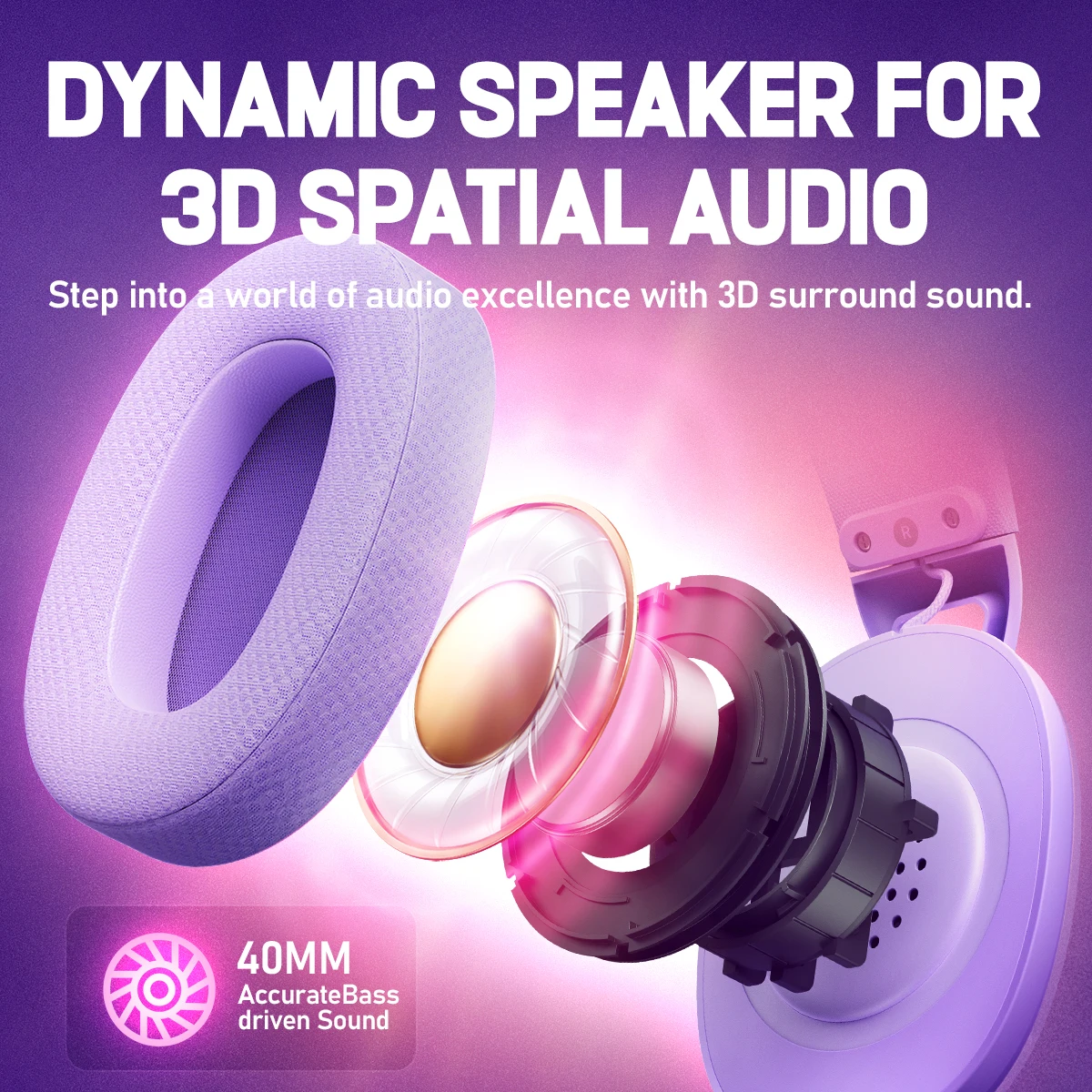 Picun G1 2,4 GHz auriculares inalámbricos para juegos sonido envolvente 3D Audio espacial ENC HD micrófono auriculares para jugadores ligero PS5 PC teléfono