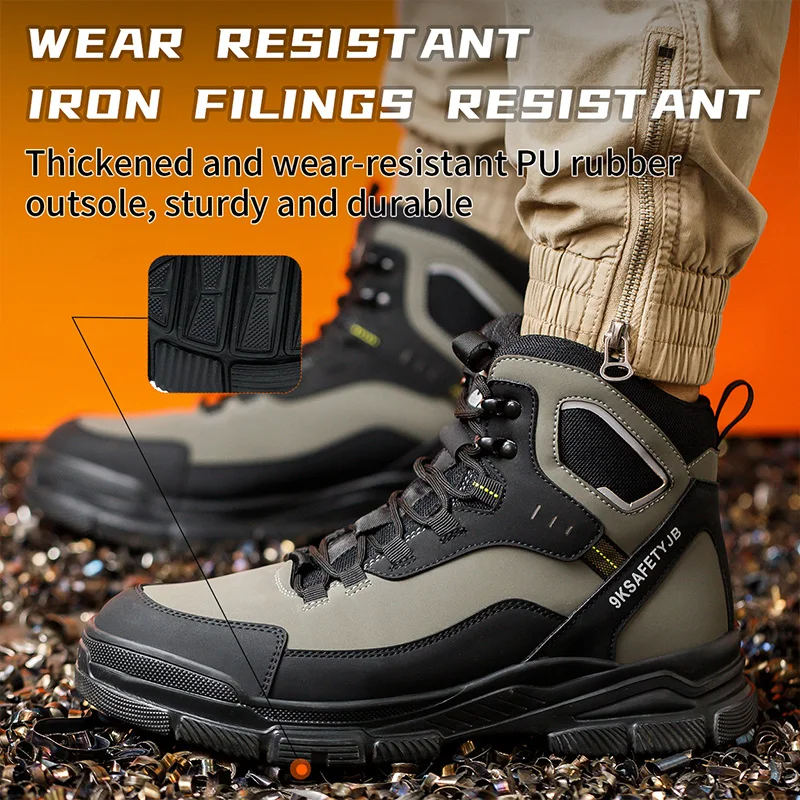 Zapatos de seguridad a prueba de perforaciones para hombre, zapatillas de trabajo impermeables, botas de seguridad con punta de acero, zapatos indestructibles, ligeros