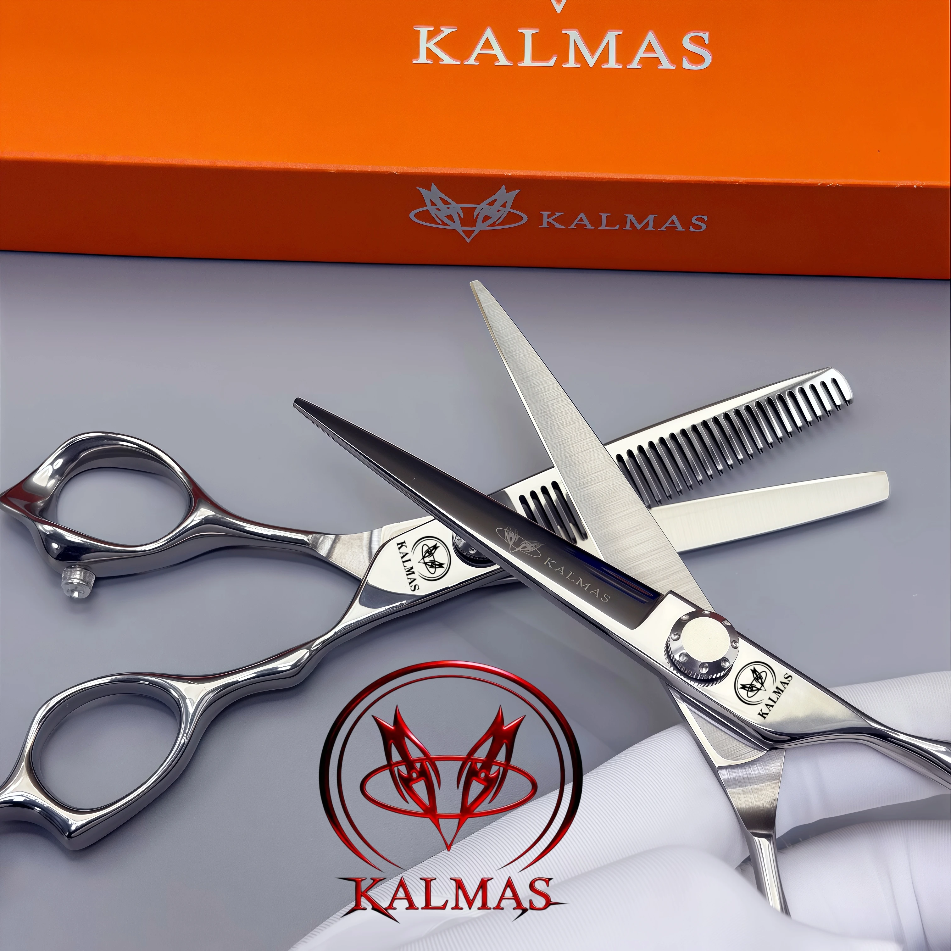 KALMAS - Cortapelos Profesionales de Acero VG10, Tijeras de Entresacar para el Cabello, Cortapelos para el Hogar