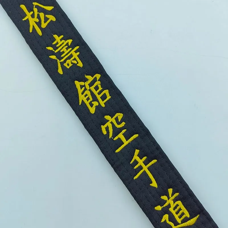 Cinturón Negro de Karate Shotokan con Bordado de Artes Marciales Japonesas para Niños, Jóvenes y Clubes Juveniles, Poliéster, Nombre Personalizado, Ancho de 4 cm
