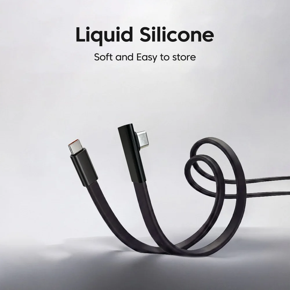 Cable USB-C a USB-C de 100W con Conector en Ángulo, Cable de Carga Rápida y Transferencia de Datos para iPhone 17, 16, 15, 14 y Samsung