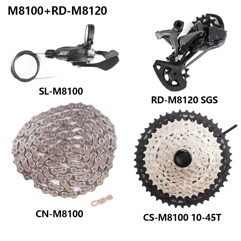 SHIMANO DEORE XT M8100 M8120 12s MTB bicicleta de montaña 12 velocidades Sunshine 45T 51T Cassette Shifter cadena desviadora trasera 4 Uds Set