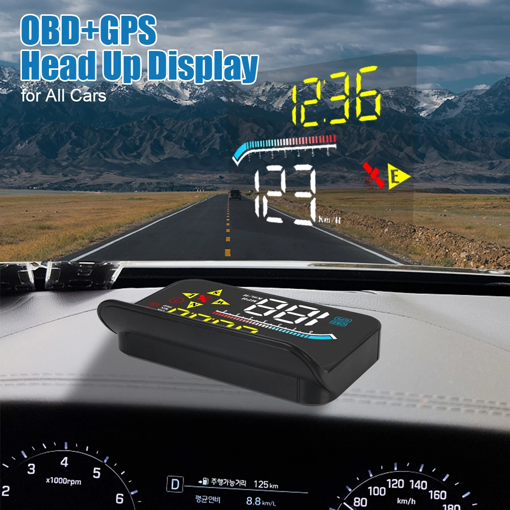Mini proyector de parabrisas para todos los coches, velocímetro HUD M17, OBD, GPS, pantalla frontal, accesorios electrónicos para automóviles