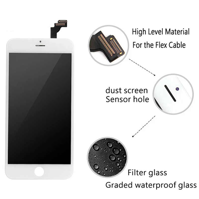 Pantalla LCD para iPhone 4 4S 5 5S 6 6S 7 8 Plus 7P 8P, Repuesto de Pantalla LCD en Blanco y Negro con Digitalizador y Herramientas de Reparación
