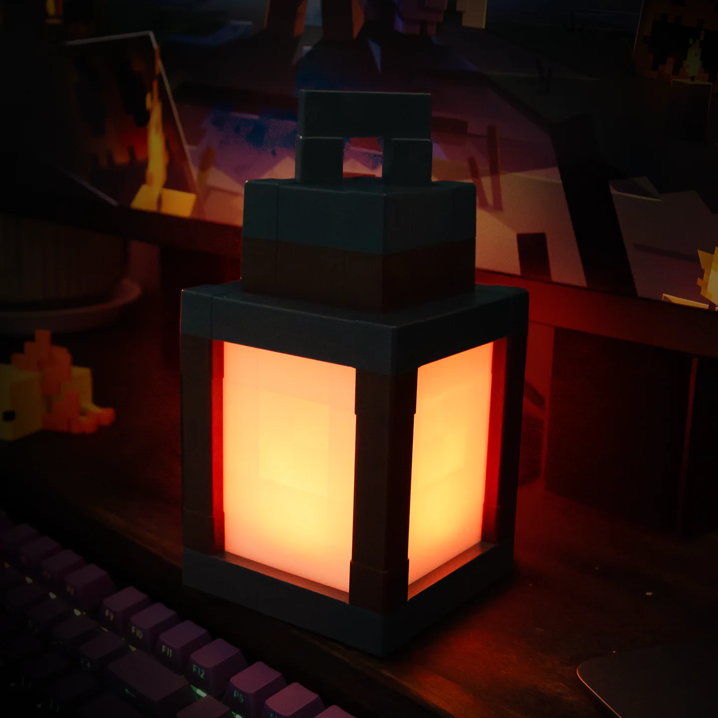 Luz nocturna estilo píxel, linterna portátil, adorno de mesa, linterna de 16 colores, decoración Interior DIY, luz de ambiente para Festival