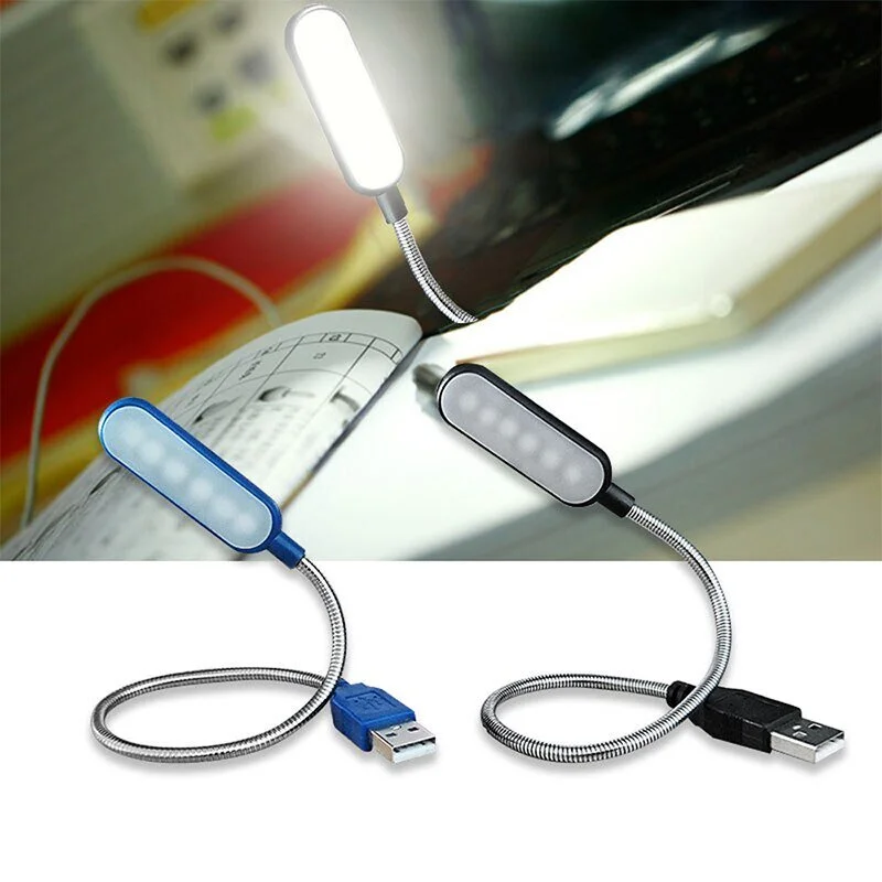 Lámpara de lectura LED USB portátil, Mini Luz de libro, luces nocturnas plegables para acampar, lámparas de mesa para banco de energía, PC, Notebook, portátil
