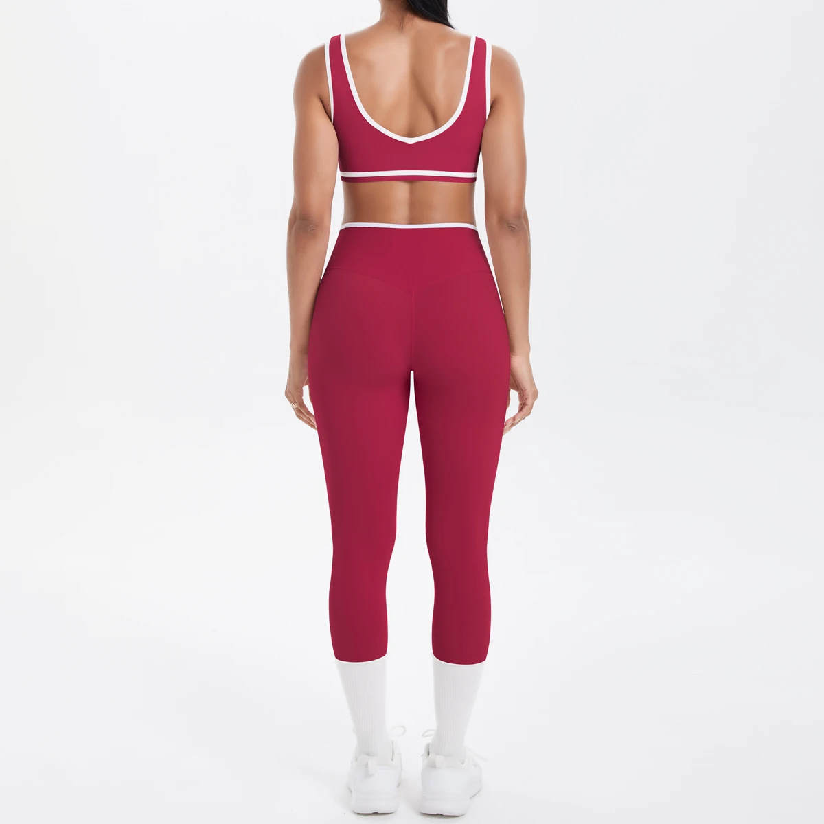 Conjunto de pantalones y sujetador de Yoga para mujer, Top de entrenamiento de Color sólido, conjunto deportivo de realce de entrenamiento de alta resistencia, mallas de Yoga para correr al aire libre, 2 uds.