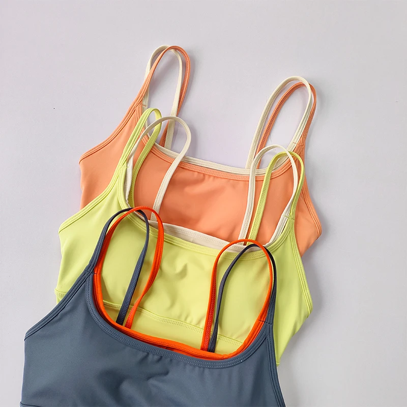 Sujetador deportivo para mujer, chaleco de Yoga con doble correa para el pecho, absorbente de golpes, de secado rápido, moldeador, Fitness, verano