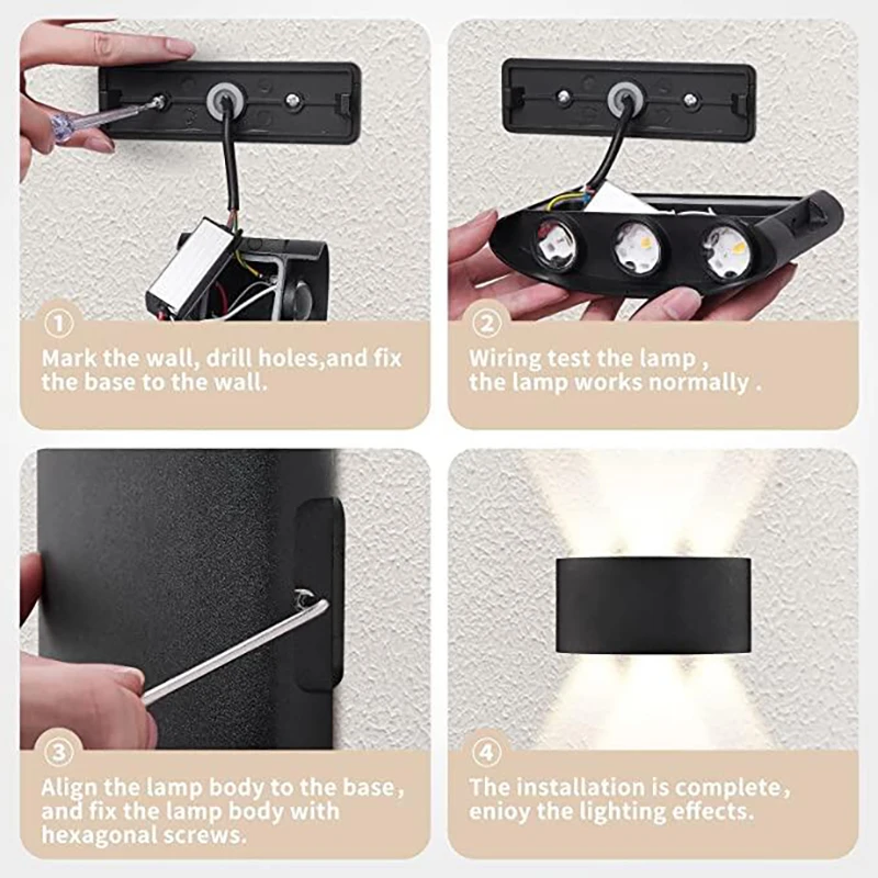Apliques de pared LED, lámpara moderna para interiores y exteriores, luces blancas de montaje en pared arriba y abajo para decoración de sala de estar, pasillo y dormitorio