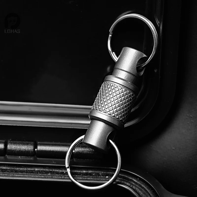 Llavero de aleación de titanio, soporte para llaves extraíble, rotación de 360 ​​grados, multifuncional, portátil, para cinturón, herramienta para exteriores, 1/2 unidad