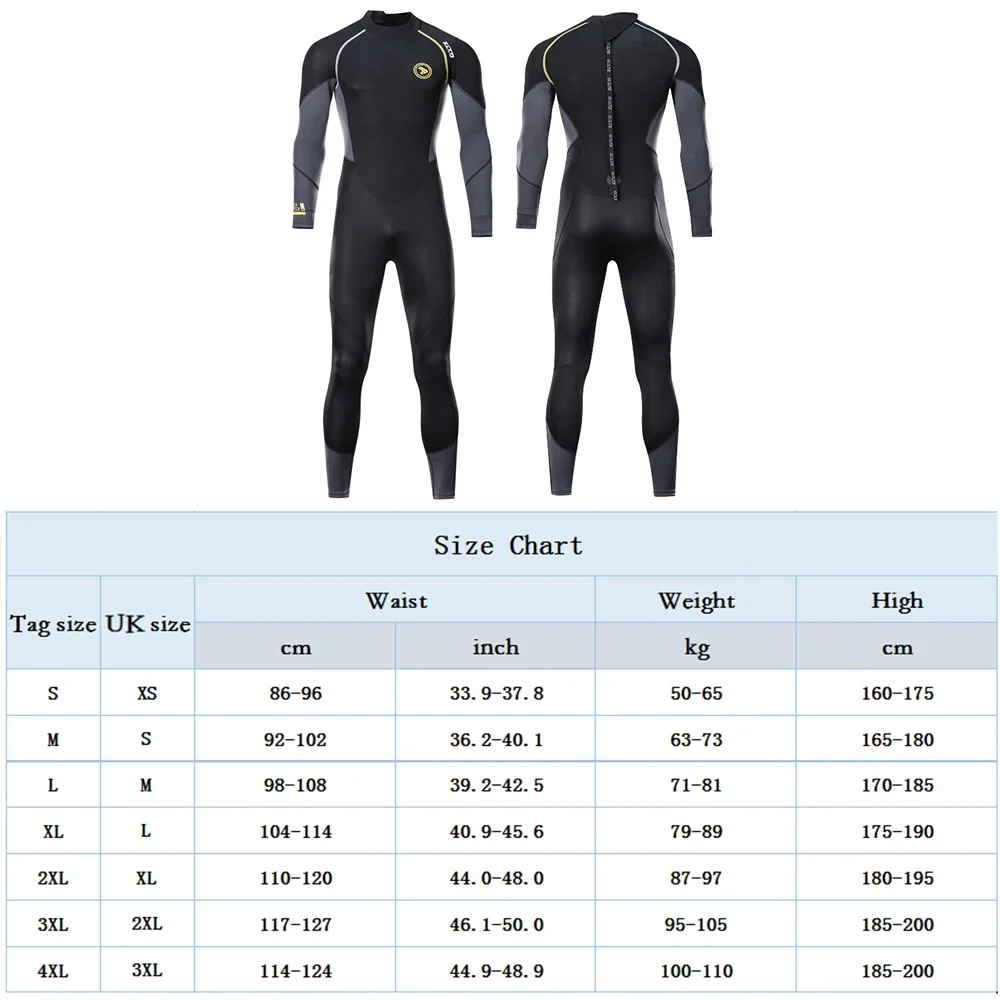 Traje de buceo de neopreno de 1,5mm para hombre, traje de neopreno completo de una pieza con cremallera trasera, traje de baño de manga larga a prueba de frío, deportes de Surf en Kayak