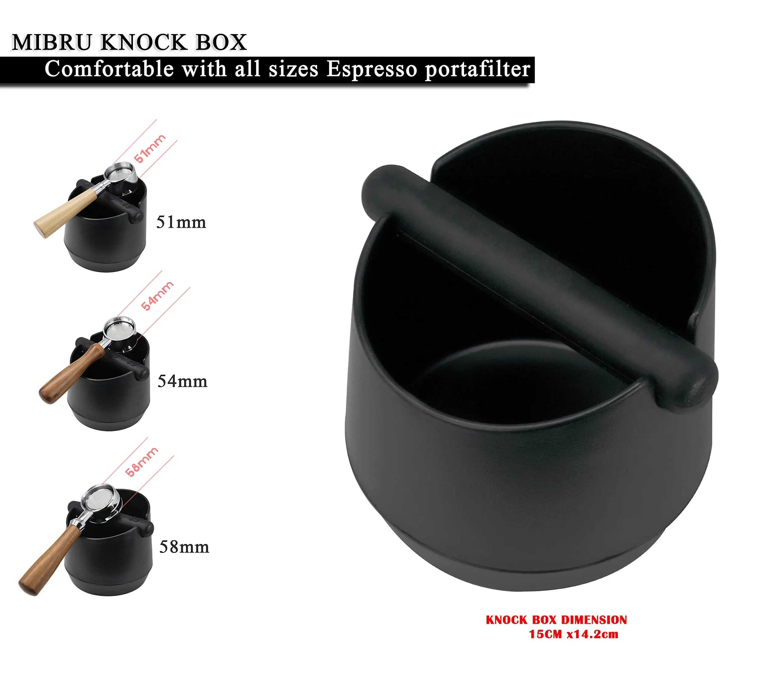 Leeseph-contenedor de residuos de café, caja de recolección de residuos de molienda Barista duradera antideslizante, cuerpo de grasa con barra de golpe