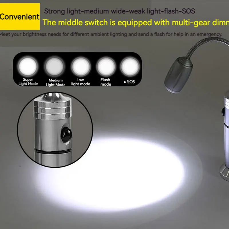 Linterna LED Luz para barbacoa al aire libre Lámpara de parrilla superbrillante con zoom ajustable 360 °   Antorcha de trabajo de emergencia para acampar con base magnética