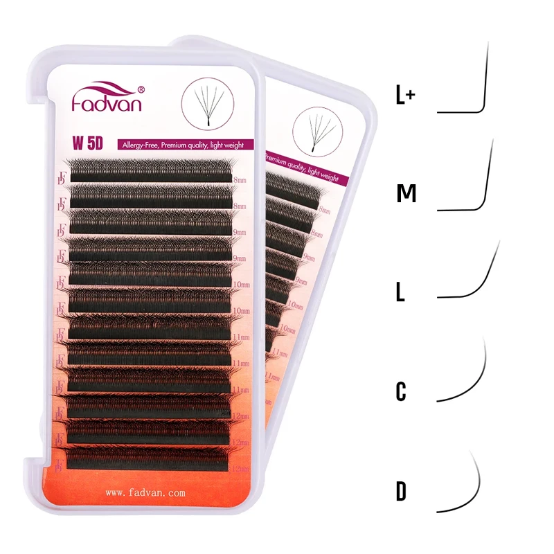 FADVAN 10 unidades de extensiones de pestañas en forma de W YY/3D/4D/5D de 0.07mm LU/L/C/D para profesionales, suaves, naturales, preformadas, pestañas en abanico 5D en racimo