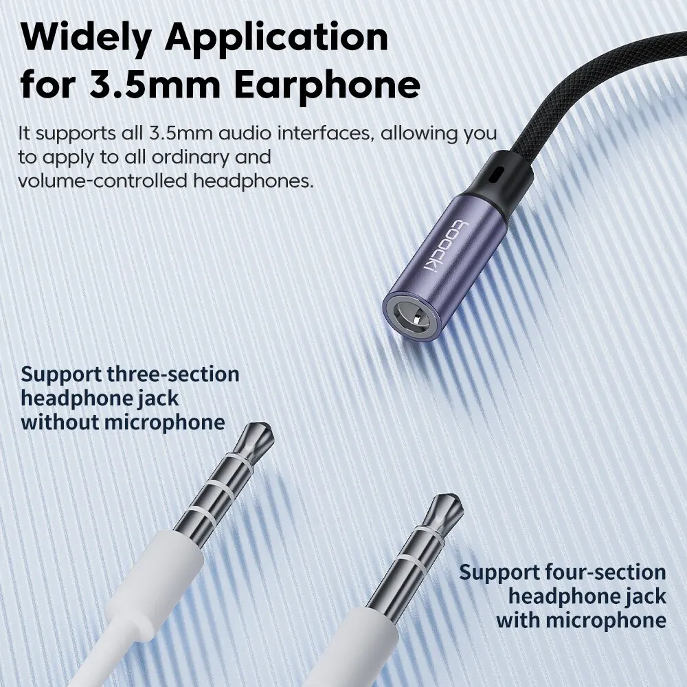 Toocki USB tipo C 3,5 conector adaptador de auriculares USB C a 3,5mm cable de audio AUX para Huawei P30 Xiaomi Mi 10 9 Es