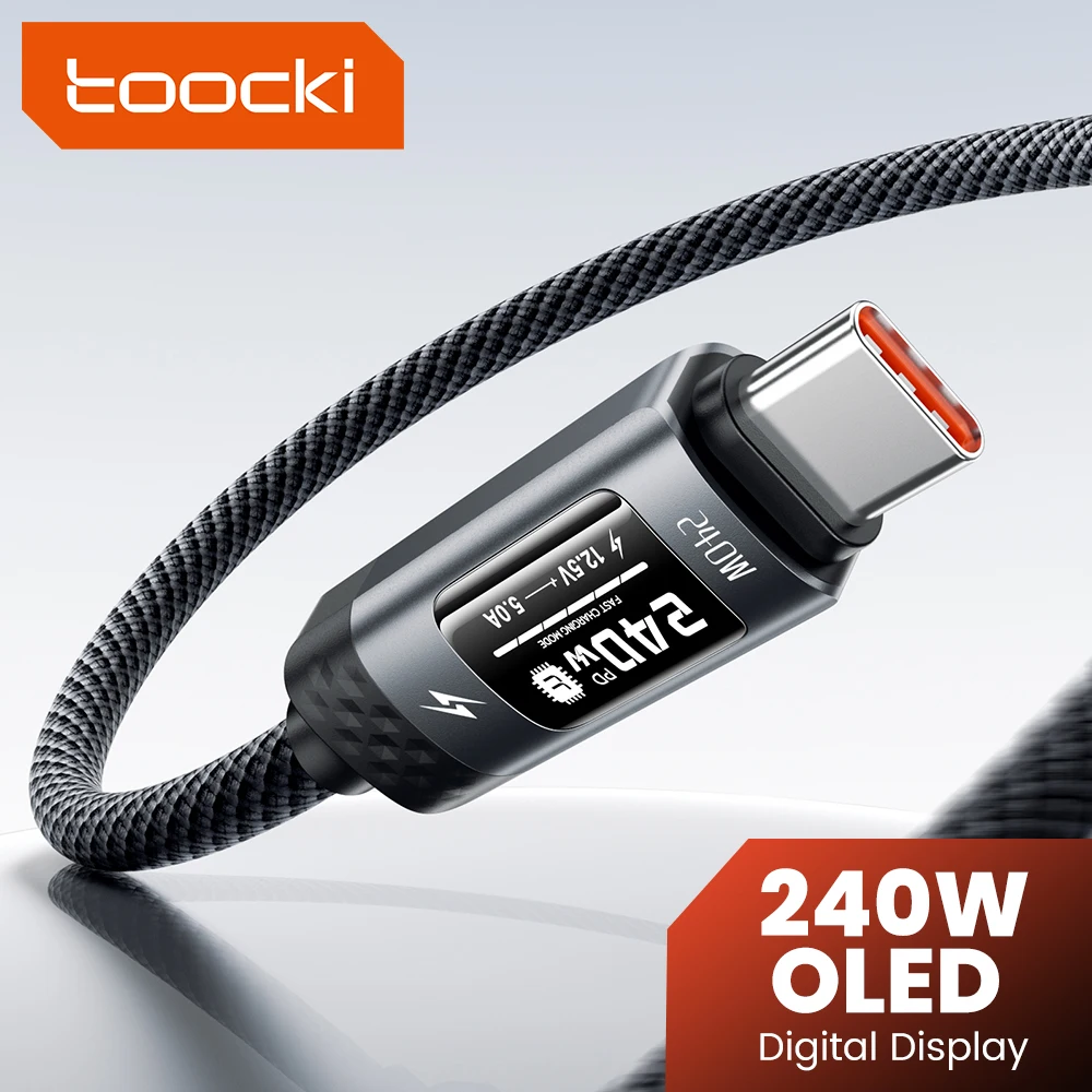 Toocki 240W USB C Cbale carga rápida pantalla Digital OLED PD 3,1 tipo C a USB C cable de datos para Macbook iphone 16 17 Samsung S25