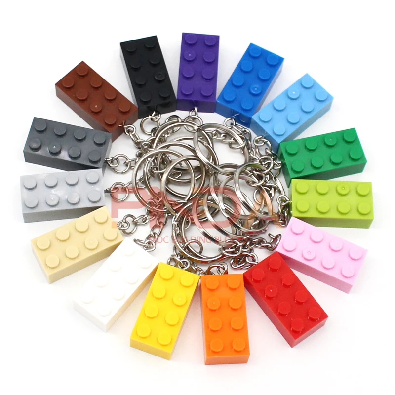 10 Uds. MOC 2x4 llavero bloques de construcción regalo creativo con ladrillo MOC llavero placa de ladrillos Compatible
