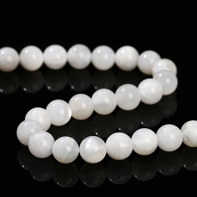 Cuentas de piedra lunar blanca de piedra Natural 3A, cuentas redondas espaciadoras sueltas brillantes de 6, 8 y 10mm para fabricación de joyería, accesorio para pulsera y collar Diy