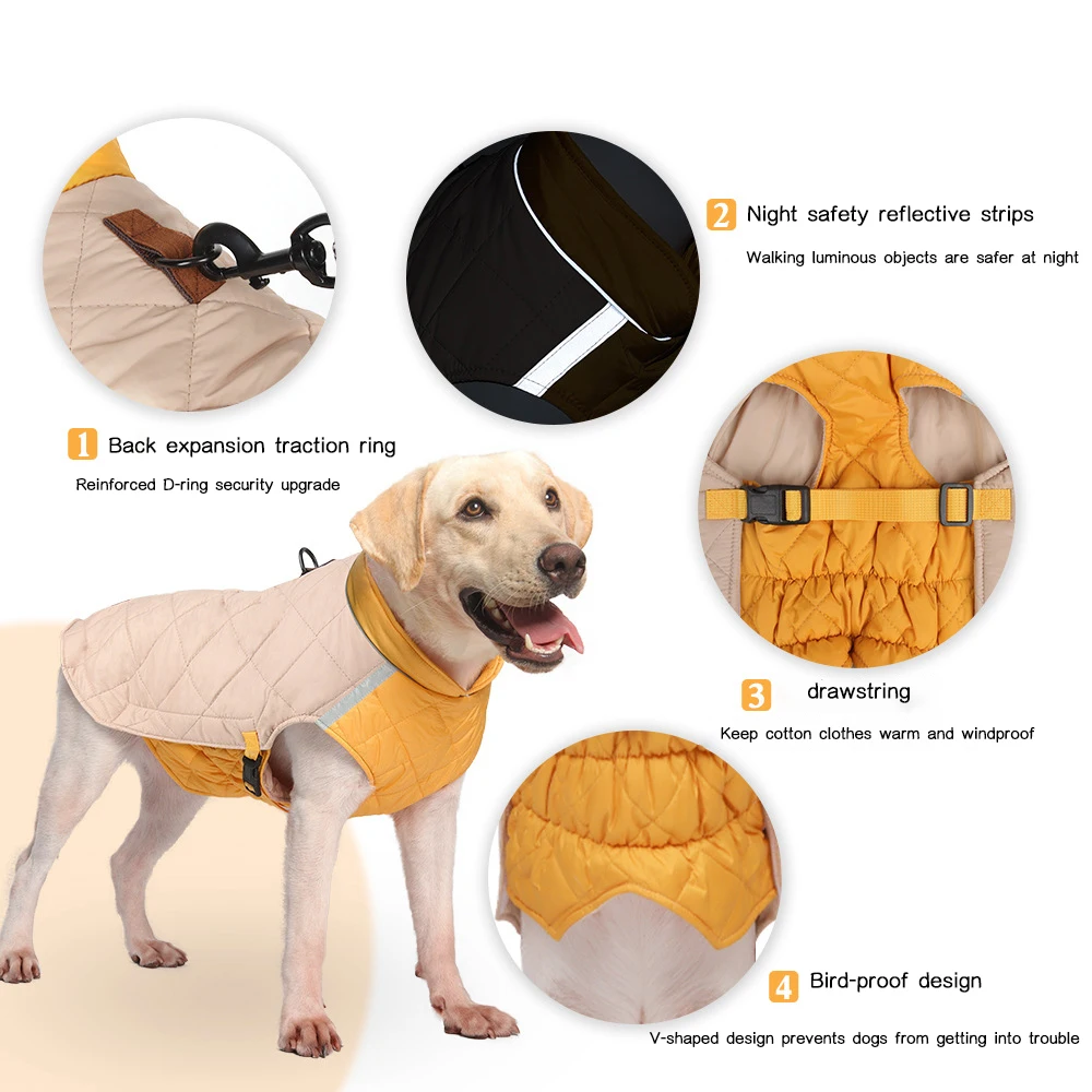 Ropa de invierno para perros, chaleco impermeable para perros, chaqueta para perros pequeños y grandes, abrigo cálido para perros, ropa acolchada, trajes de Bulldog Francés