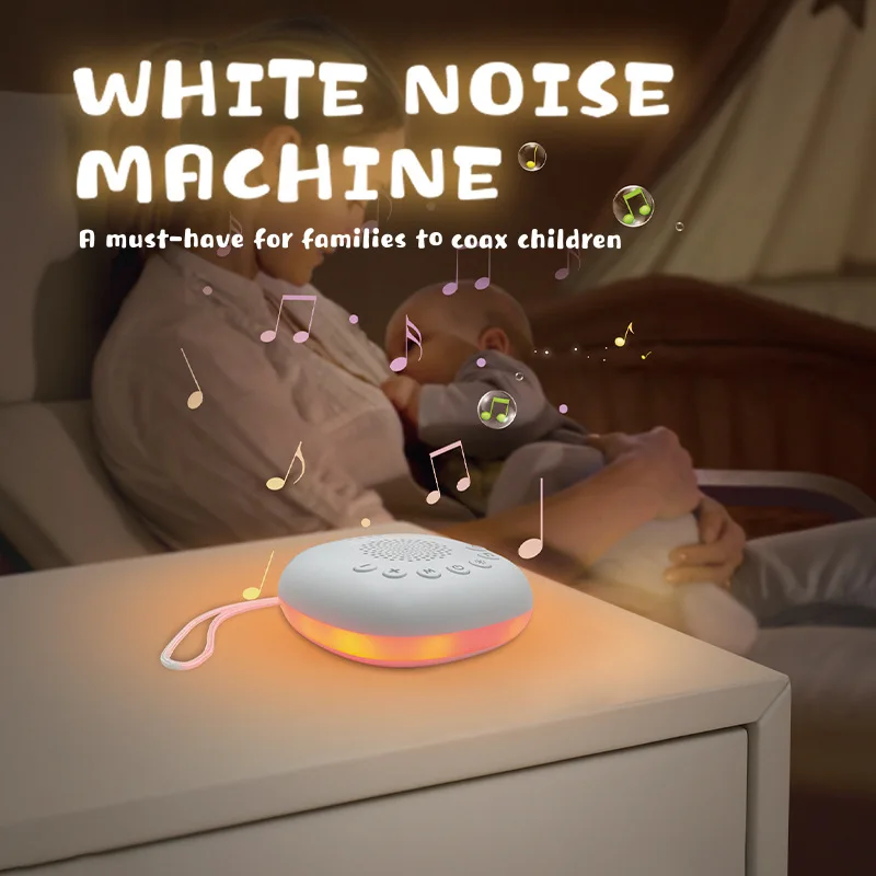 Máquina portátil de ruido blanco, ayuda para dormir con luz LED para respirar y 20 tipos de música ligera, dispositivo de meditación para relajación