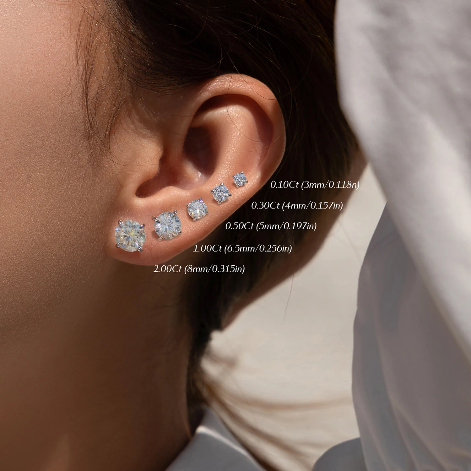 Pendientes MODIAN de moissanita de Color D de 5 tamaños, pendientes de tuerca de lujo brillantes de Plata de Ley 925 para mujer, joyería fina de boda