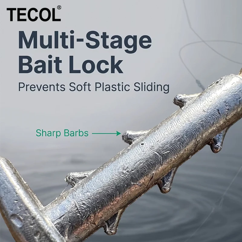 TECOL 5PCS 2.6G 3.4G 5.3G Plomos de pesca con anclaje y bloqueo antideslizante, tipo erizo de mar, para cebo blando y esponjoso